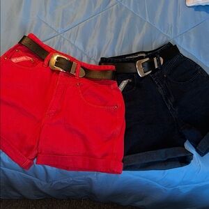 Stylish Red and Navy Women's Shorts